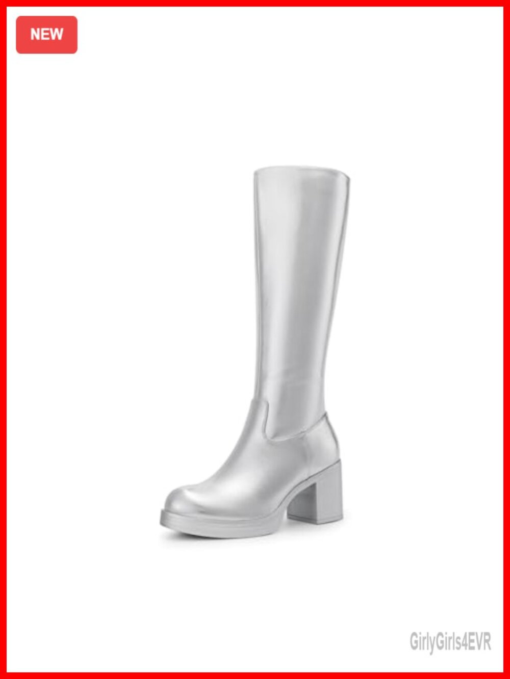 Knee High Round Toe Platform Boots Faux Leather Tall Heeled Boots